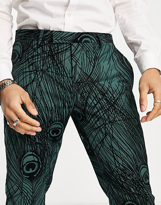 Slacks and Chinos Formal trousers Mens Clothing Trousers Twisted Tailor Velvet Pavo Skinny Suit Pants in Green for Men 