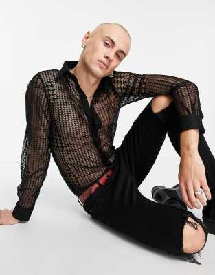 Twisted Tailor pedipull slim shirt in black prince of wales check lace - ASOS Price Checker