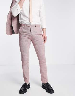 Twisted Tailor pegas slim fit suit trousers in burgundy - ASOS Price Checker