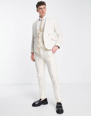 white slim fit suit pants