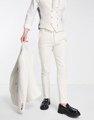 Twisted Tailor pegas slim fit suit trousers in off white