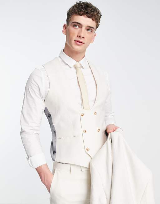 Mens white suit on sale vest