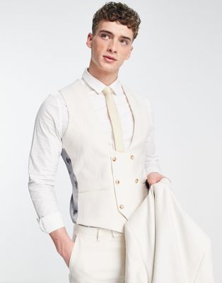 Twisted Tailor pegas suit waistcoat in off white