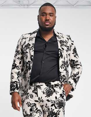 Black and white floral suit jacket sale