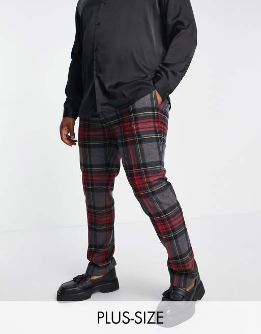 Red tartan trousers hot sale plus size