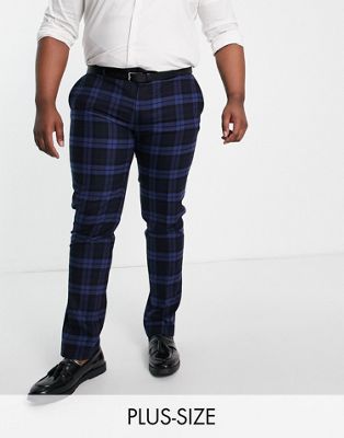 Homme Twisted Tailor Plus - Pantalon de costume à carreaux - Bleu marine ton sur ton