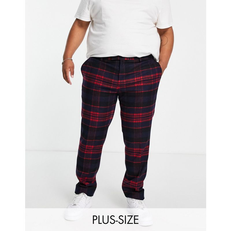 Pantaloni da abito nZ4CW Twisted Tailor Plus - Pantaloni eleganti rossi e blu navy a quadri