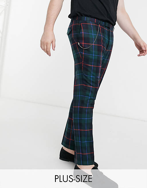 Twisted Tailor PLUS skinny cropped pants in tartan with pleats and ...