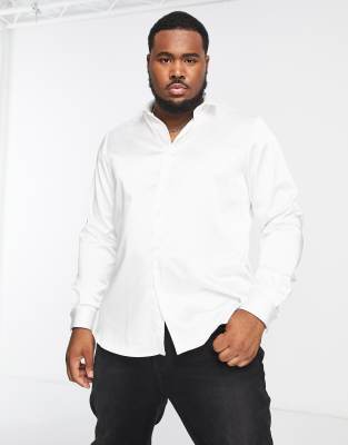 Twisted Tailor Twisted Tailor Plus slinky shirt in white