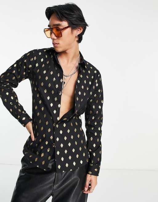 Twisted Tailor pucci foil shirt in black 