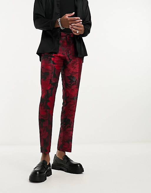 Twisted Tailor redmon floral suit pants in red | ASOS