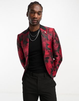 Twisted Tailor redmon floral suit jacket in red - ASOS Price Checker