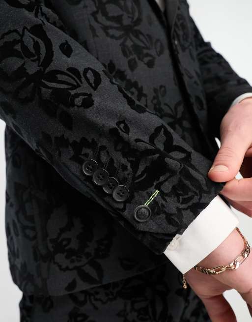 Black floral outlet suit jacket