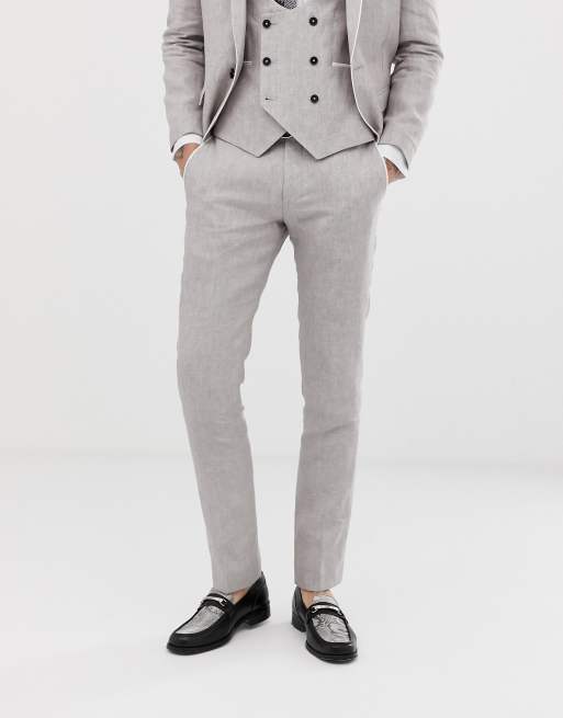 Twisted Tailor – Beige linnekostym med supersmal passform, 4 av 4
