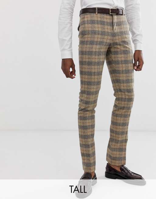 Twisted Tailor Tall – Brunrutig kostym med supersmal passform och kedja, 2 av 2