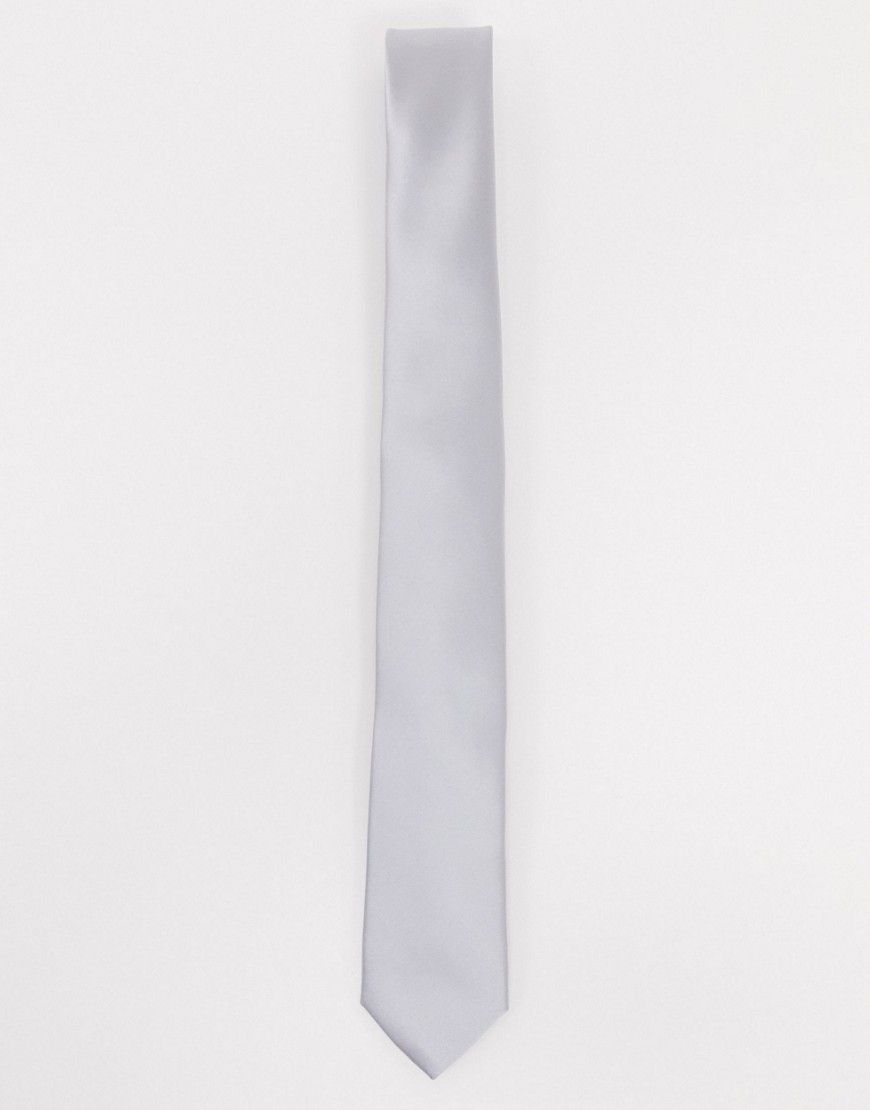 Twisted Tailor - Satijnen stropdas in ijsgrijs