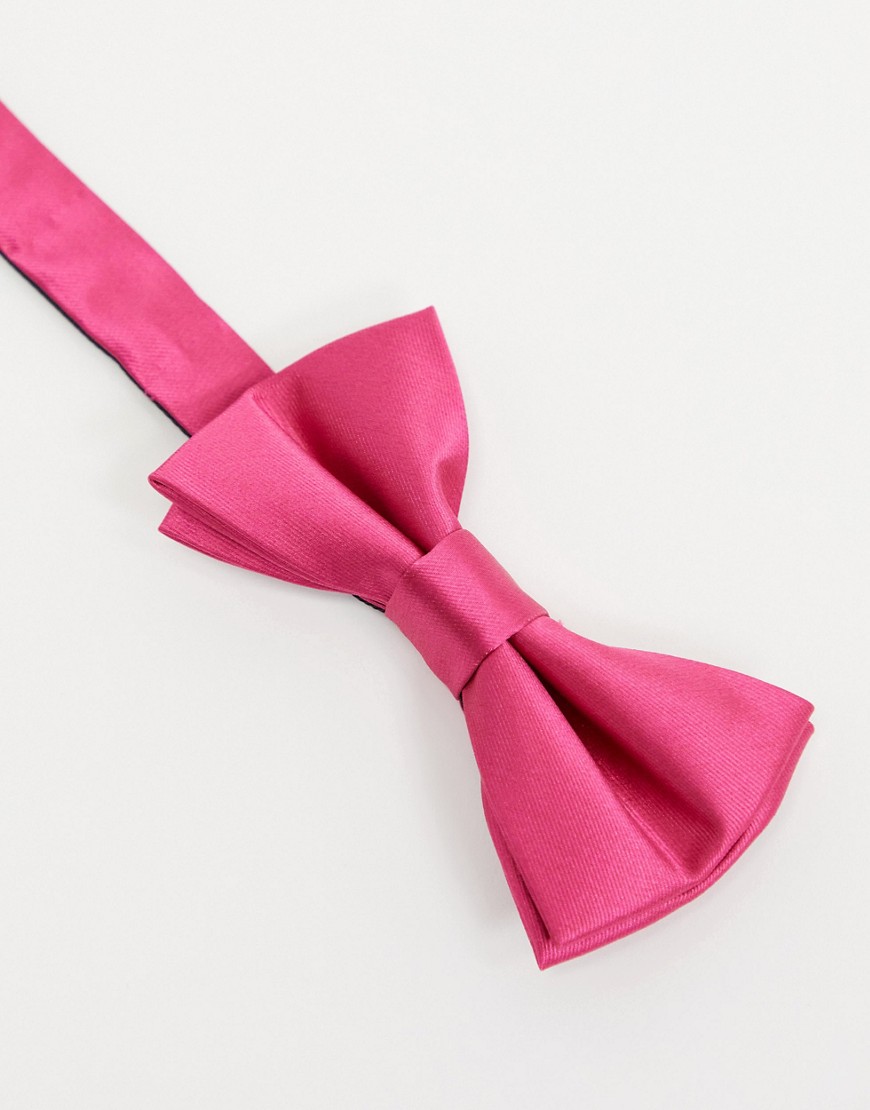 Twisted Tailor satin bow tie in hot pink