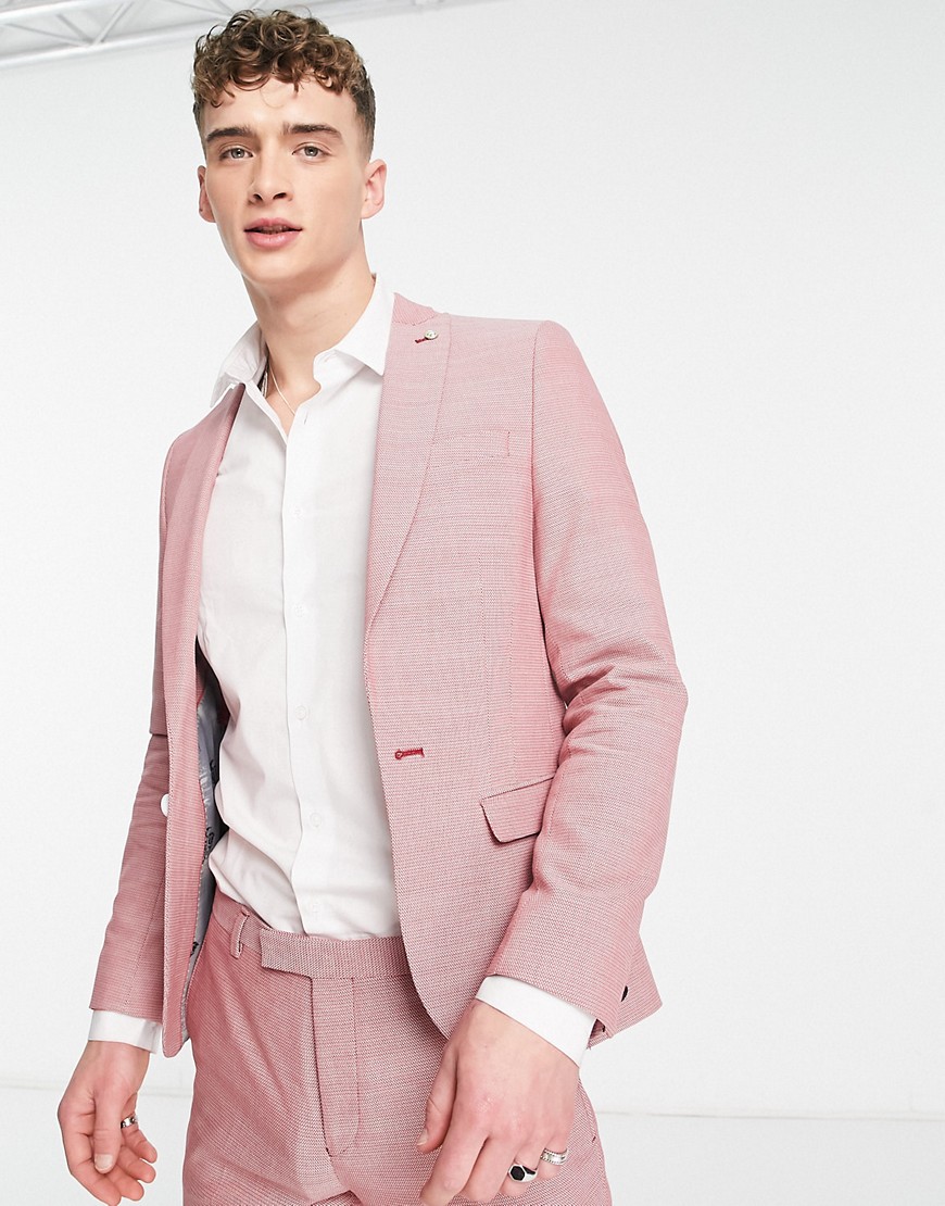 Twisted Tailor Schaar Suit Jacket In Pink Cotton Texture