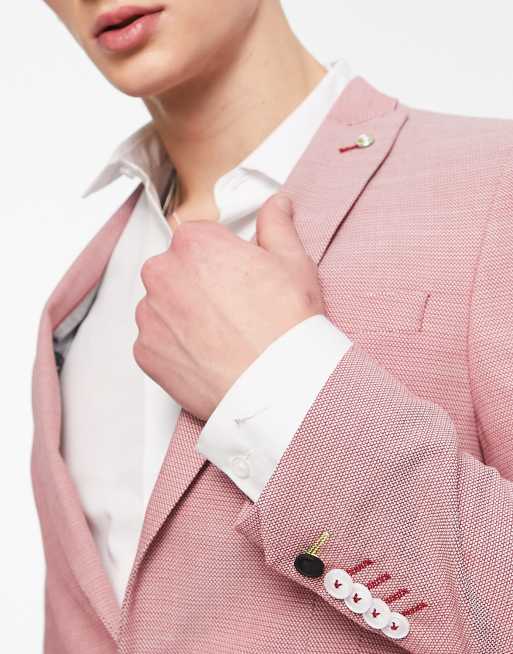 Twisted Tailor schaar suit jacket in pink cotton texture, 2 of 5