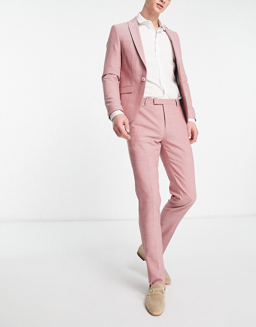 Twisted Tailor schaar suit trousers in pink cotton texture