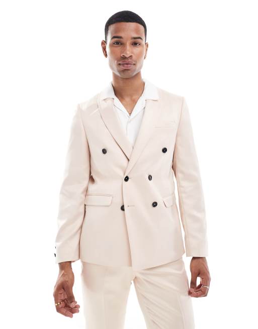 Twisted Tailor - Skinny double breasted colbert in champagne