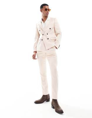 skinny suit pants in champagne-Pink