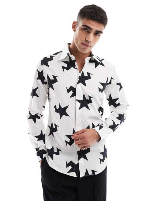 Twisted Tailor slim fit shirt in star print 