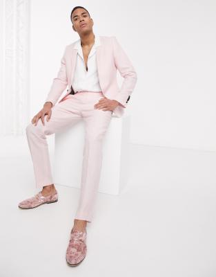 baby pink trouser suit