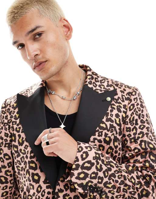 Men's Leopard Print Party Blazer By Lars Amadeus