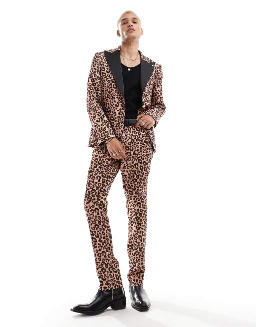 Twisted Tailor slim suit pants in leopard print (part of a set)
