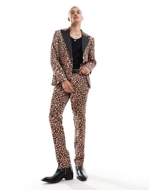 Twisted Tailor slim suit trousers in leopard print co-ord - view 1