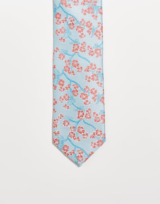 Twisted Tailor - slips i babyblå med kirsebærblomst design