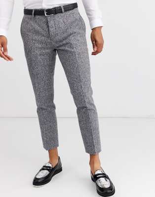 Twisted Tailor  Schmal zulaufende Hose mit kurzem Schnitt in Grau gefleckt Grau