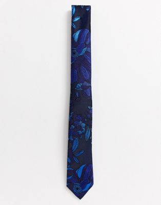 Twisted Tailor - Stropdas met felle bloemenprint in blauw