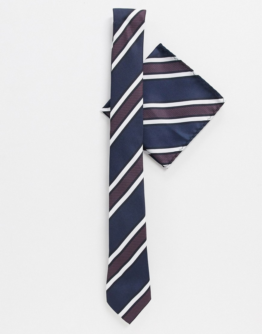 Twisted Tailor - Stropdassenset met strepen in blauw