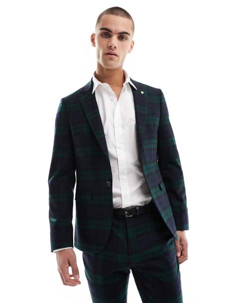 Twisted Tailor suit jacket in green and navy check - part of a set - view 1