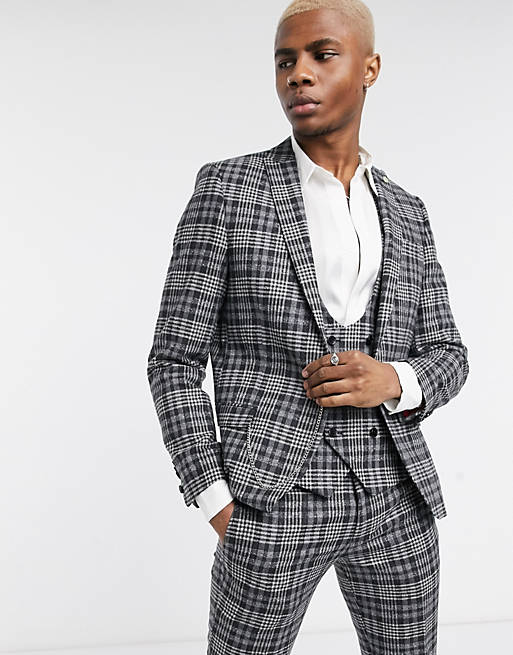 Twisted Tailor suit jacket in grey check | ASOS