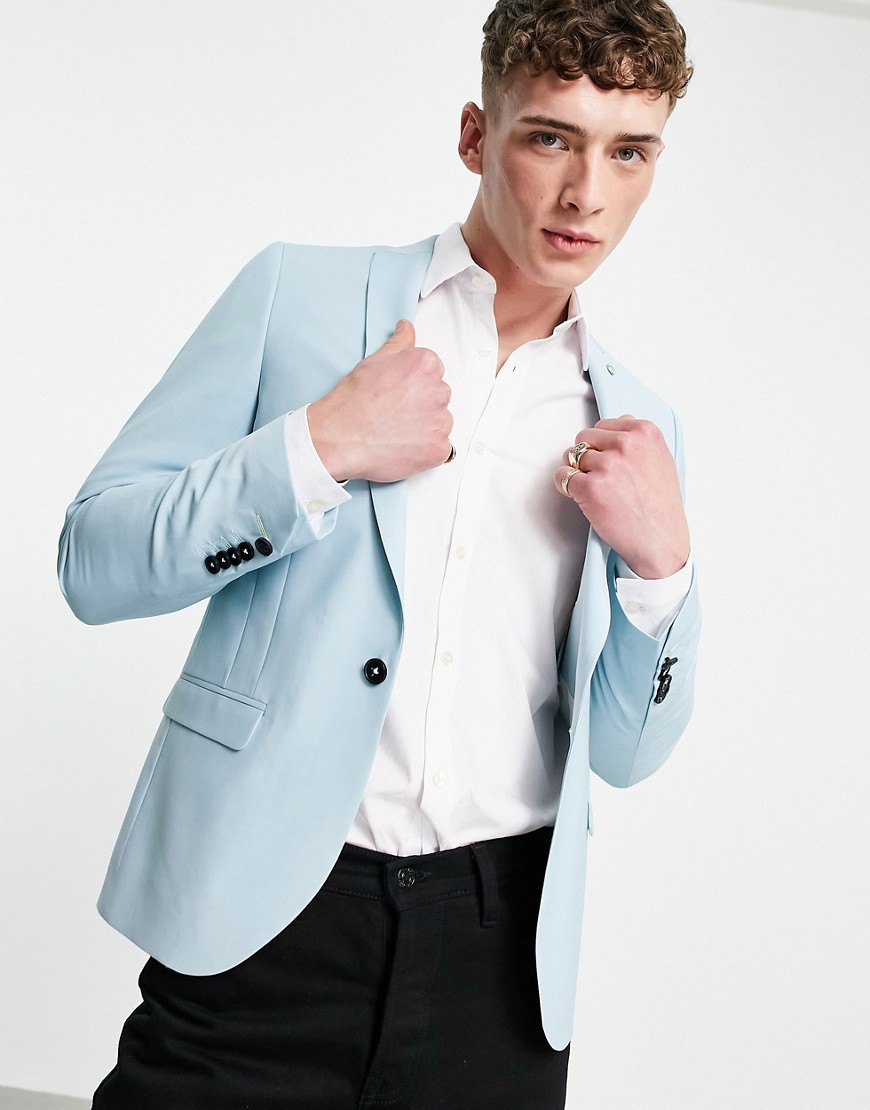 Twisted Tailor suit jacket in mint blue-Blues