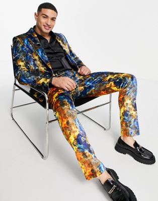 Twisted Tailor suit jacket in multicoloured cloud print - ASOS Price Checker