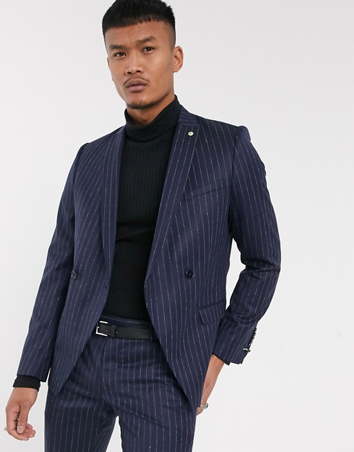 Twisted Tailor suit jacket in navy pinstripe