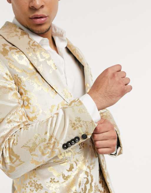 Gold floral hotsell suit jacket