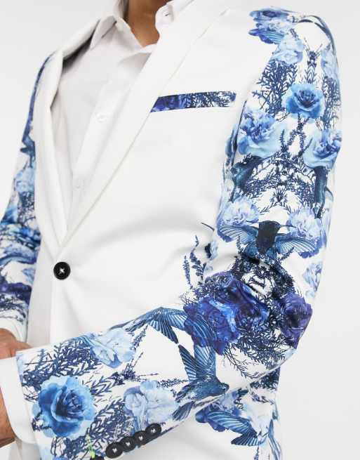 Blue and white outlet floral jacket