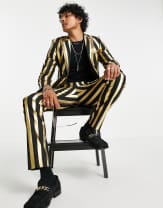 black dress pants with gold stripe Dolce & Gabbana Military Embellished Pants Black Gold Dress Pant main image 0