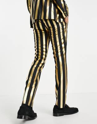 black and gold striped trousers