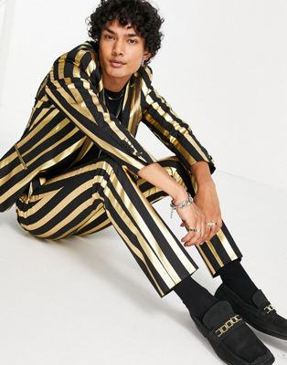 black pants with gold stripe