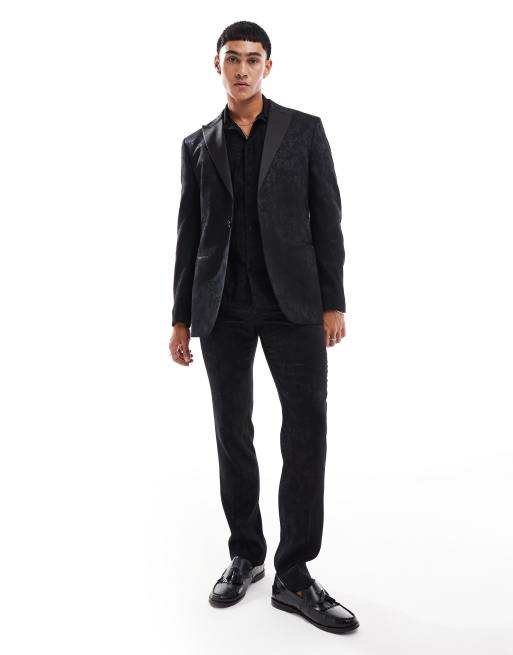 Twisted Tailor suit pants in black floral (part of a set)