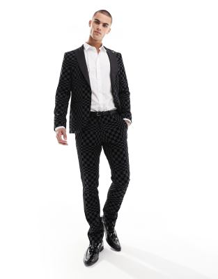 suit pants in checker board print - part of a set-Multi