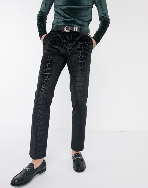 Twisted Tailor suit with flock croc print in black, 3 of 3