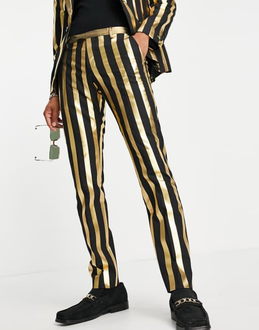 Black pants with sales gold stripe