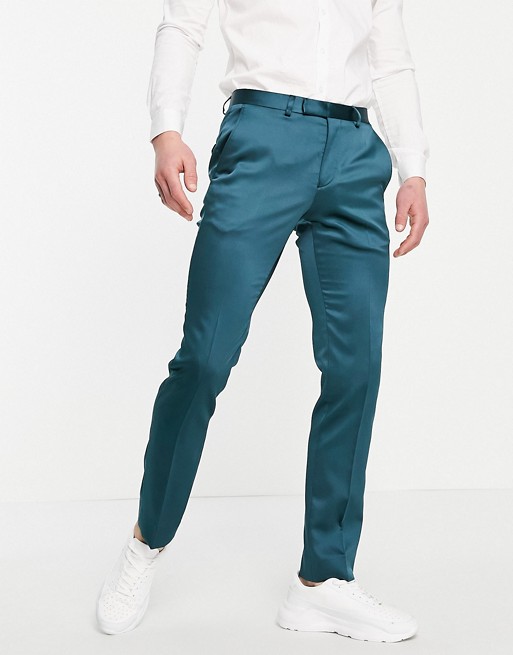 Twisted Tailor suit trousers in green satin